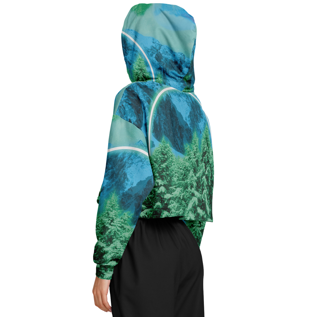 Minty Wonderland Cropped Hoodie