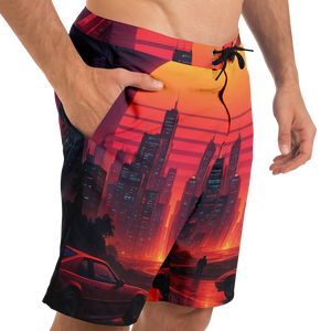 Neon Sunrise Board Shorts
