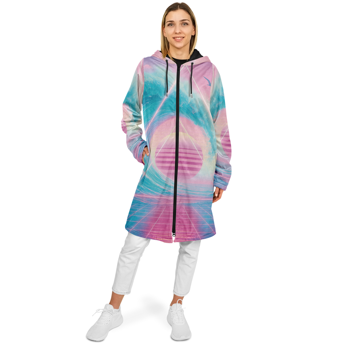 Grid Tide Zip Up Cloak