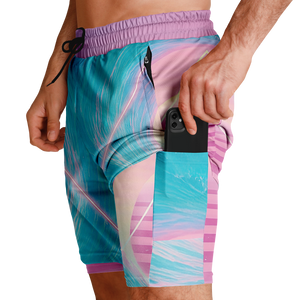 Grid Tide Men's 2 in 1 Shorts