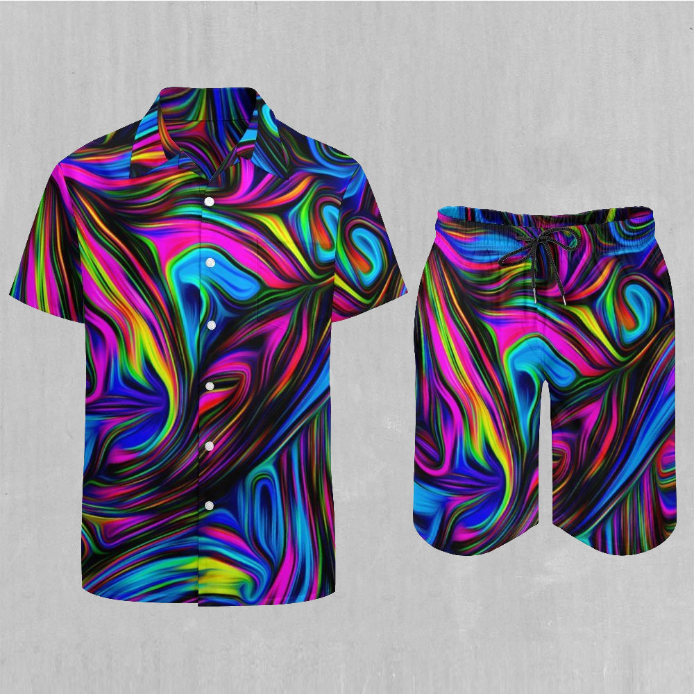 Psychedelic Waves Men's Beach Set