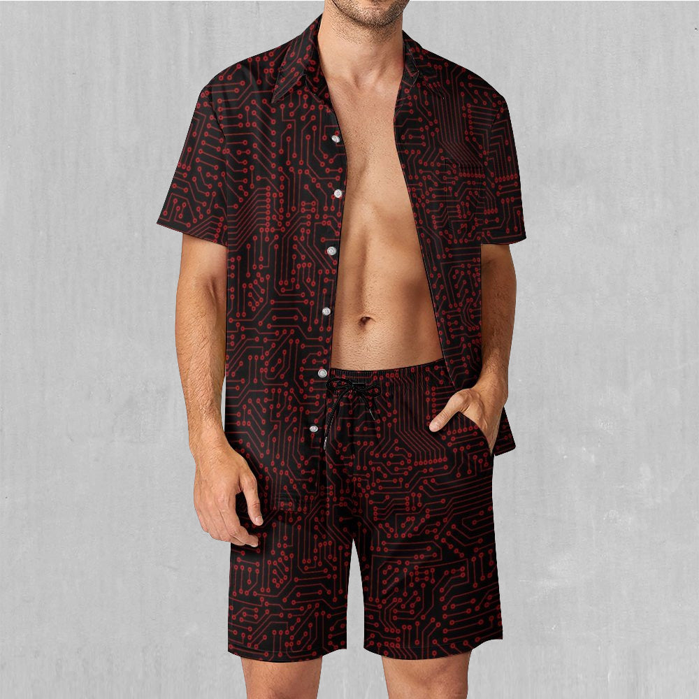 Red Cybernetic Men's Beach Set