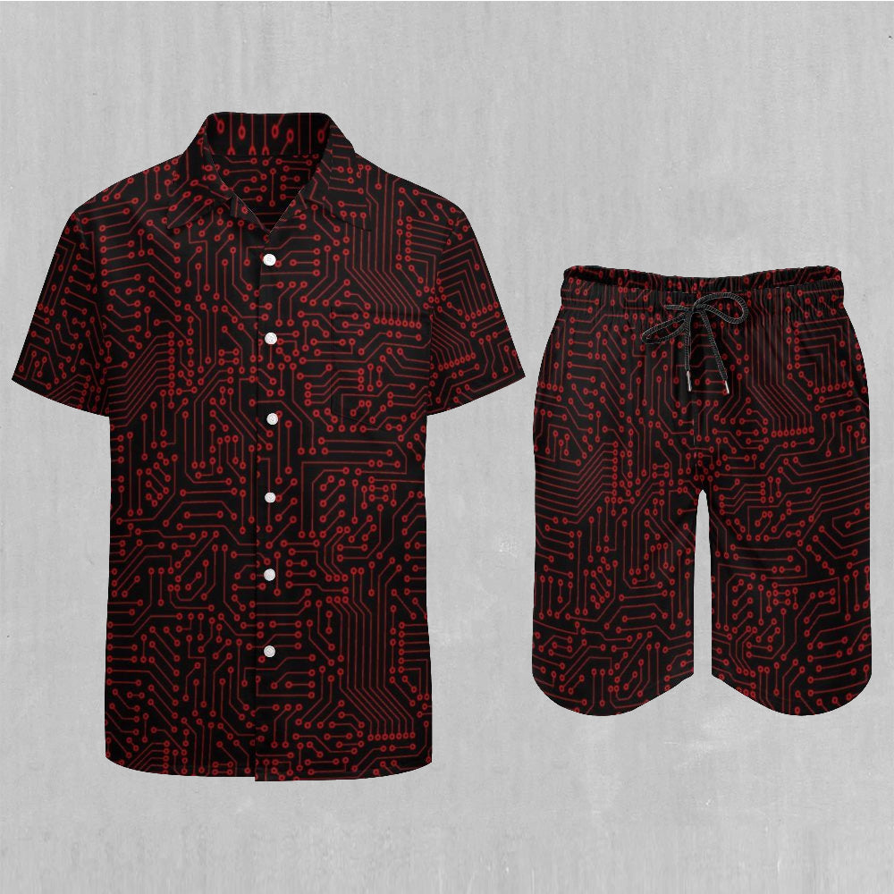Red Cybernetic Men's Beach Set