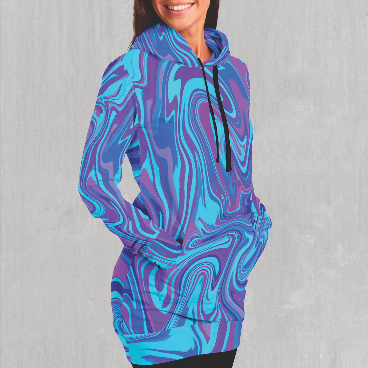 Vapor Drip Hoodie Dress - Festival Clothing, Rave Outfits, EDM Gear