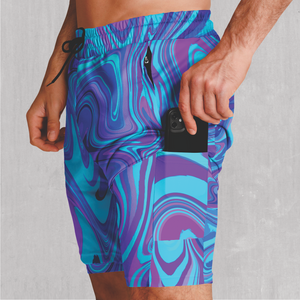 Vapor Drip Men's 2 in 1 Shorts - Festival Clothing, Rave Outfits, EDM Gear
