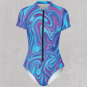 Vapor Drip Short Sleeve Bodysuit - Festival Clothing, Rave Outfits, EDM Gear