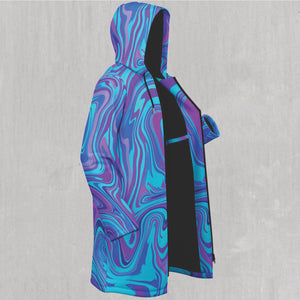 Vapor Drip Zip Up Cloak (Black Fur) - Festival Clothing, Rave Outfits, EDM Gear