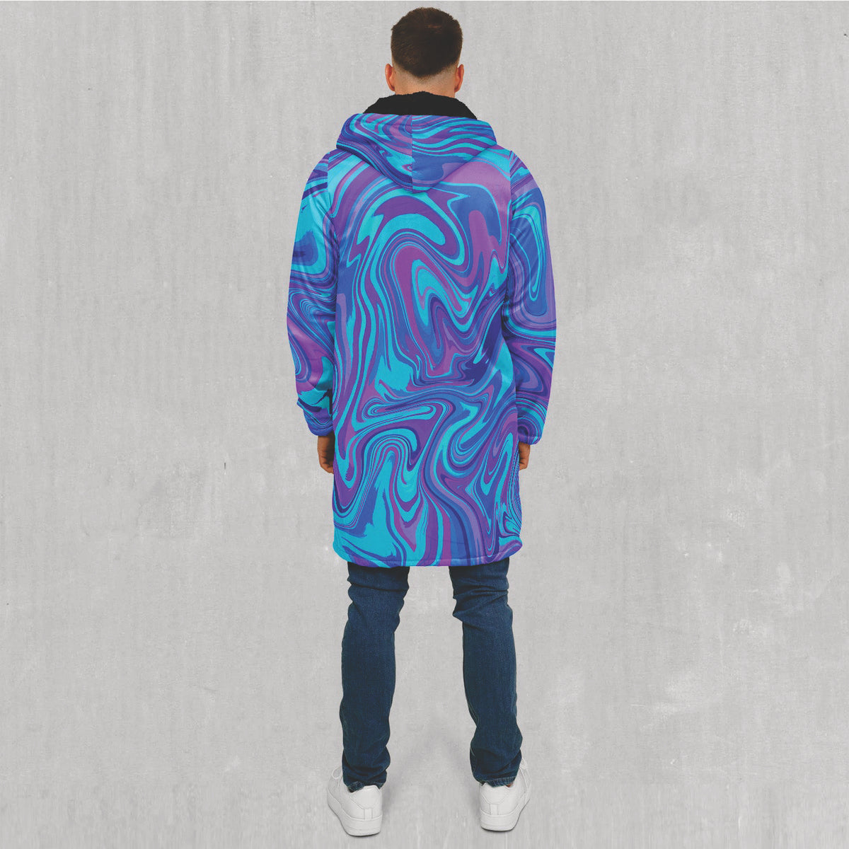 Vapor Drip Zip Up Cloak (Black Fur) - Festival Clothing, Rave Outfits, EDM Gear