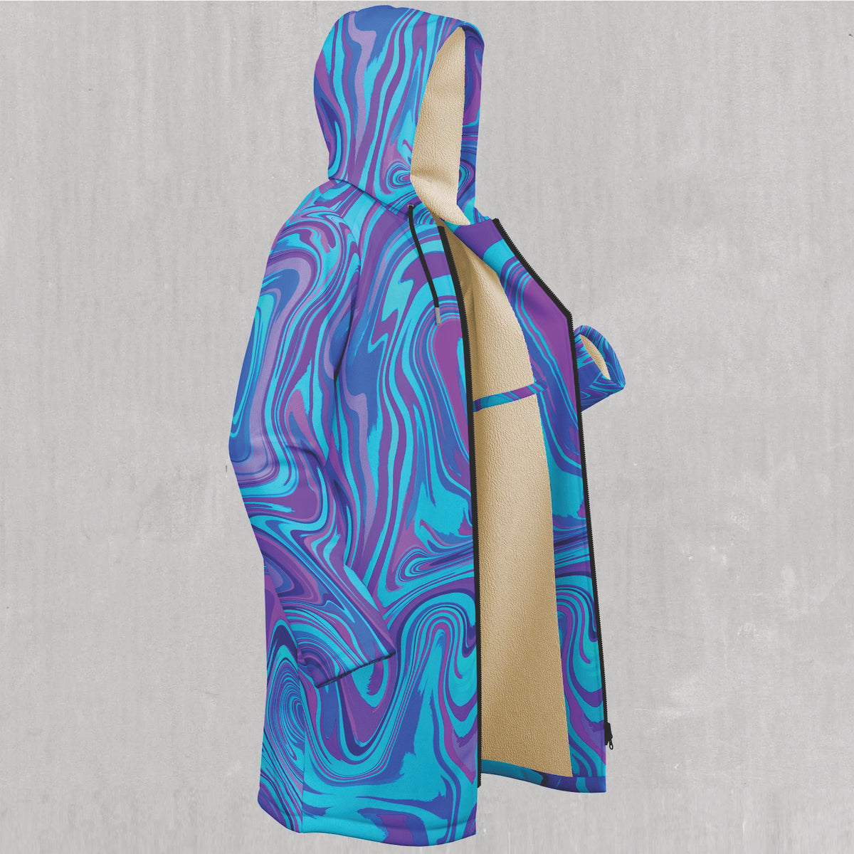 Vapor Drip Zip Up Cloak (White Fur) - Festival Clothing, Rave Outfits, EDM Gear