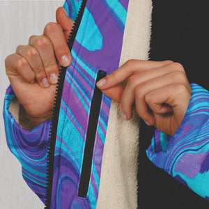 Vapor Drip Zip Up Cloak (White Fur) - Festival Clothing, Rave Outfits, EDM Gear