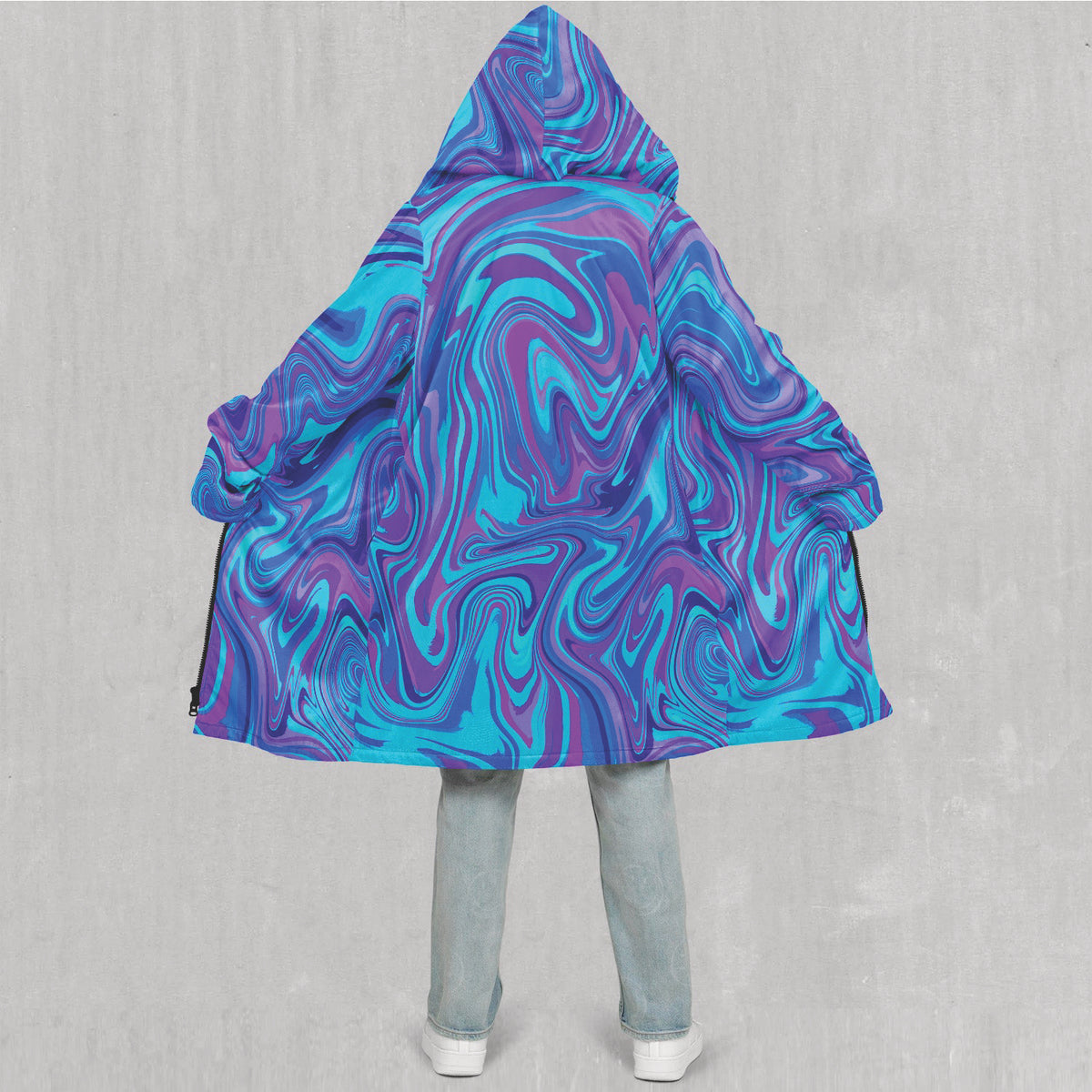 Vapor Drip Zip Up Cloak (White Fur) - Festival Clothing, Rave Outfits, EDM Gear