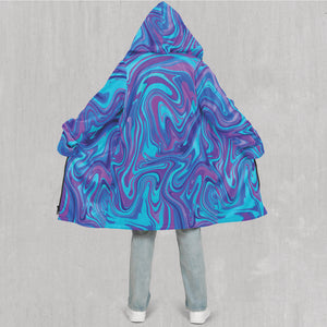 Vapor Drip Zip Up Cloak (White Fur) - Festival Clothing, Rave Outfits, EDM Gear