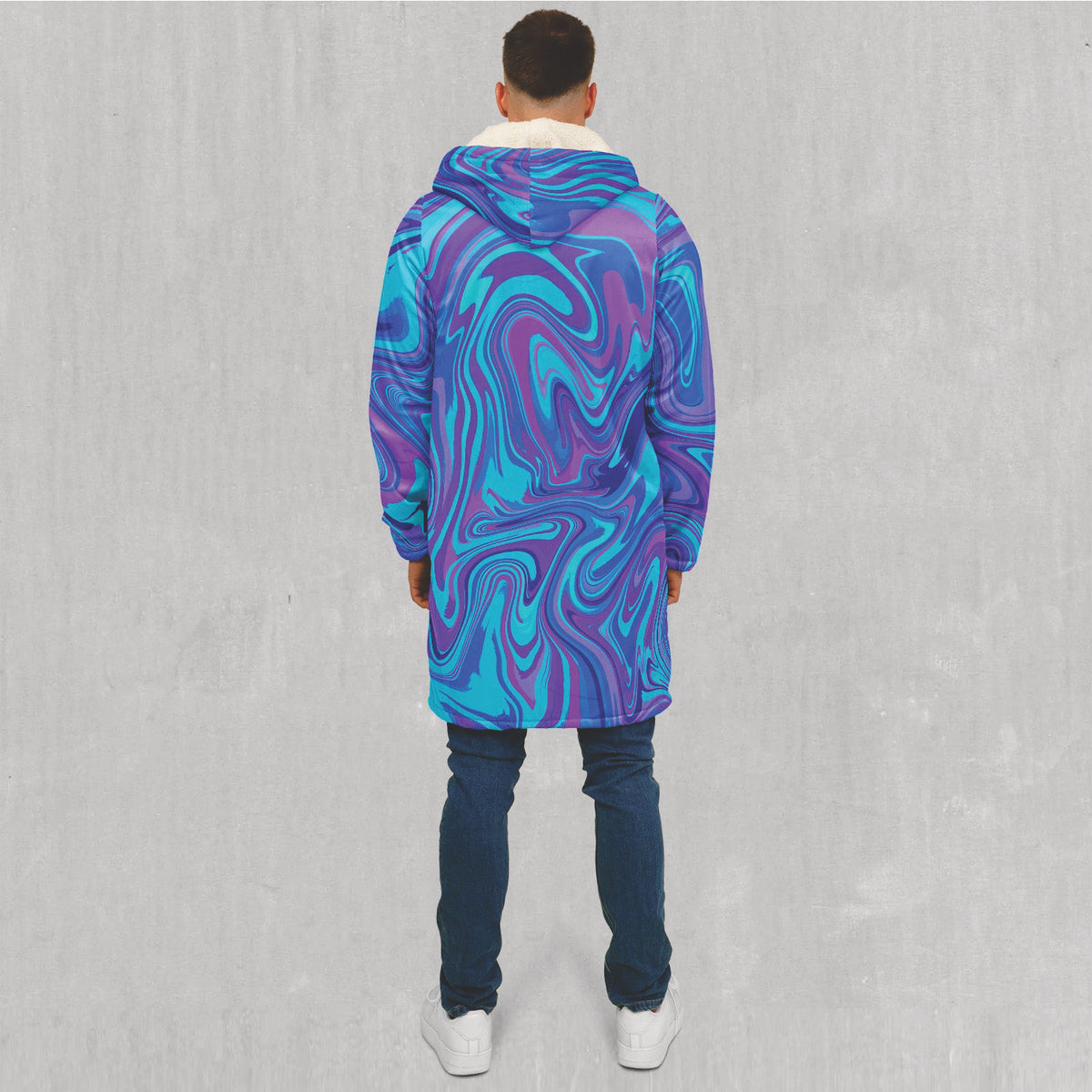 Vapor Drip Zip Up Cloak (White Fur) - Festival Clothing, Rave Outfits, EDM Gear