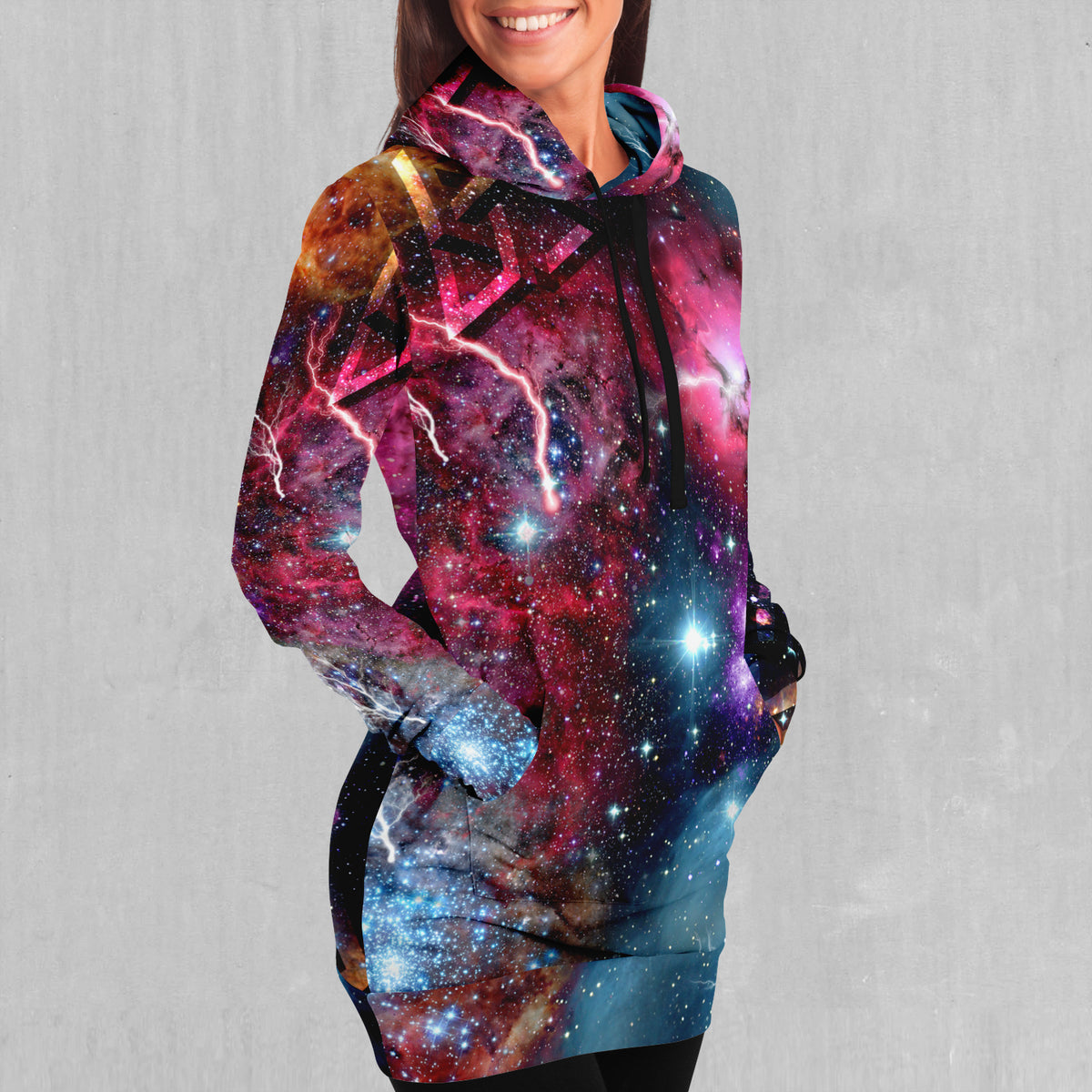 Galaxies Collide Hoodie Dress