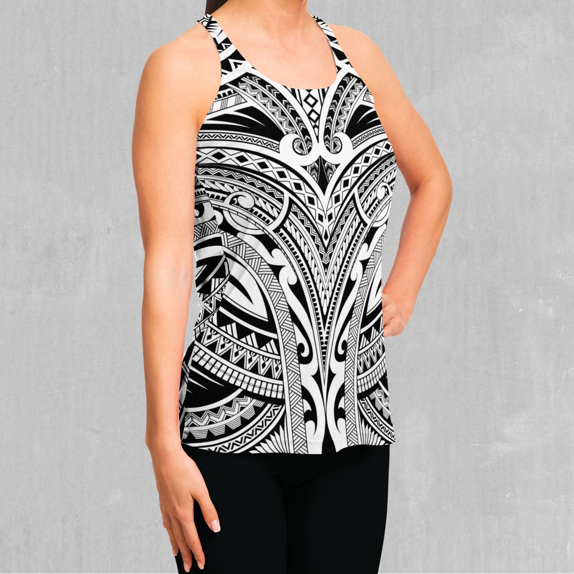 ancient gear tank Tribal Maori Polynesian Tattoo Print Women's Racerback Tank Top