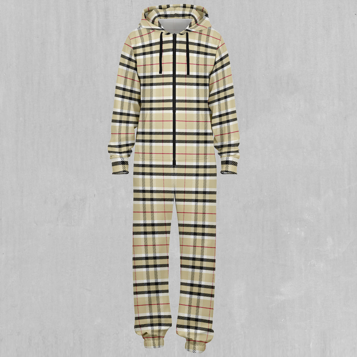 Beige Plaid Jumpsuit