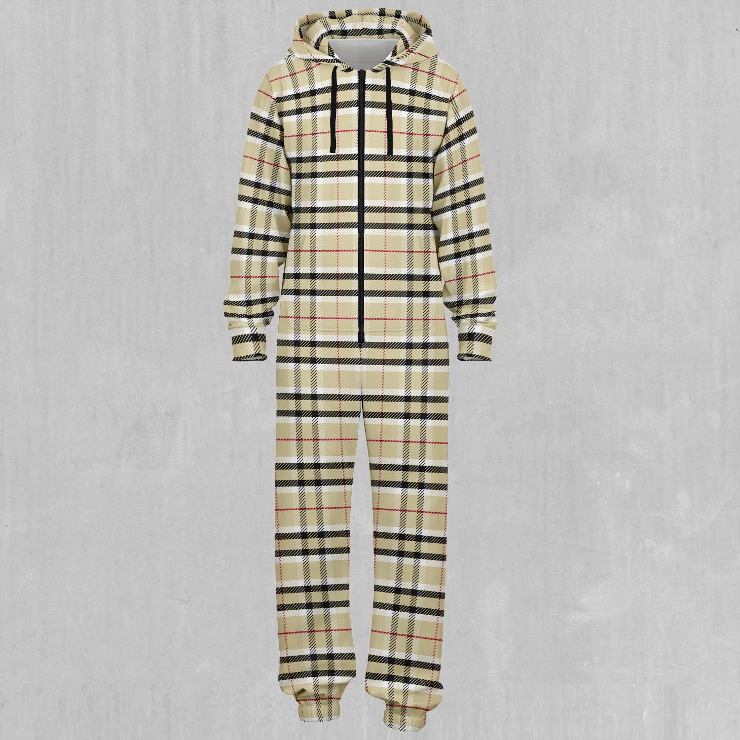 Beige Plaid Jumpsuit