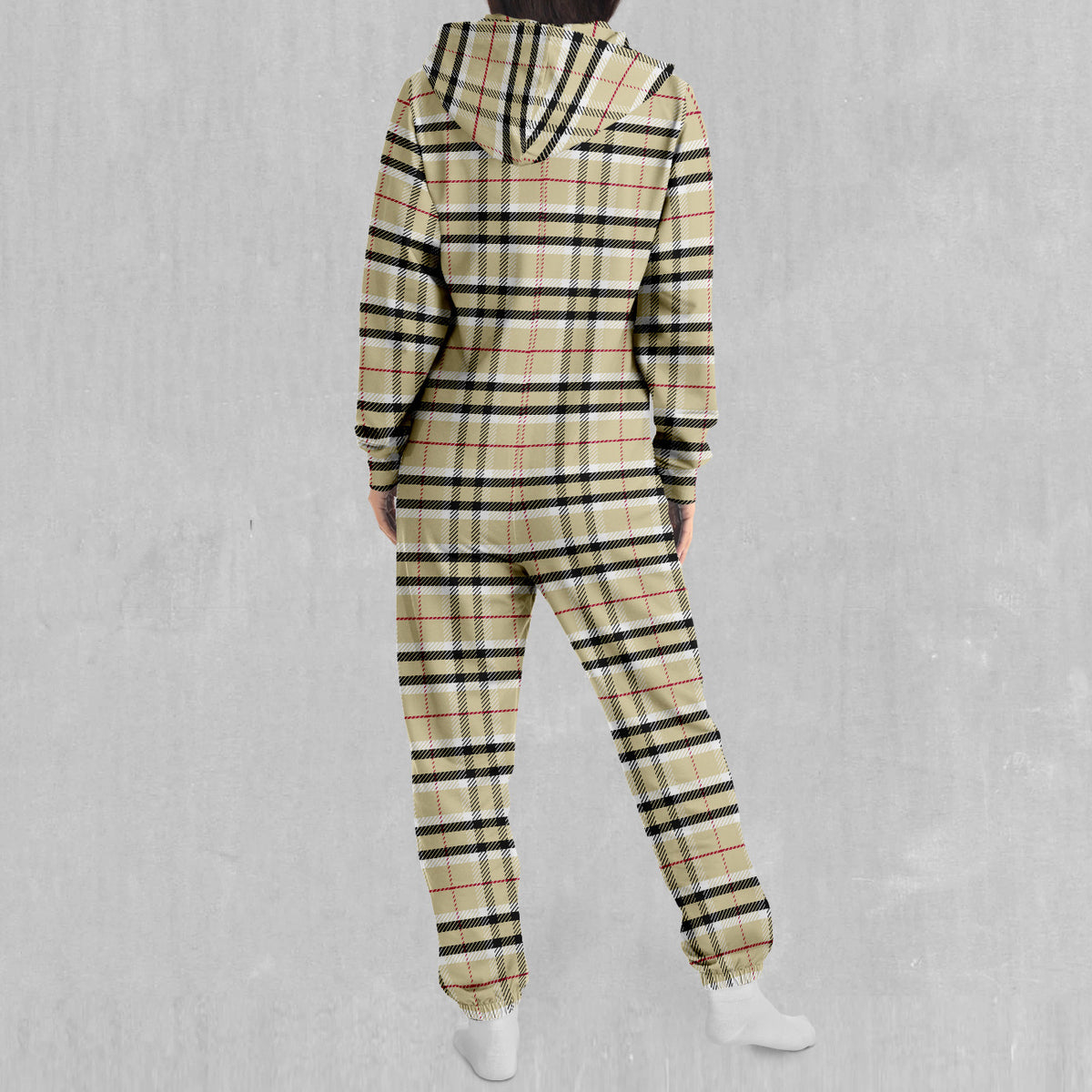 Beige Plaid Jumpsuit