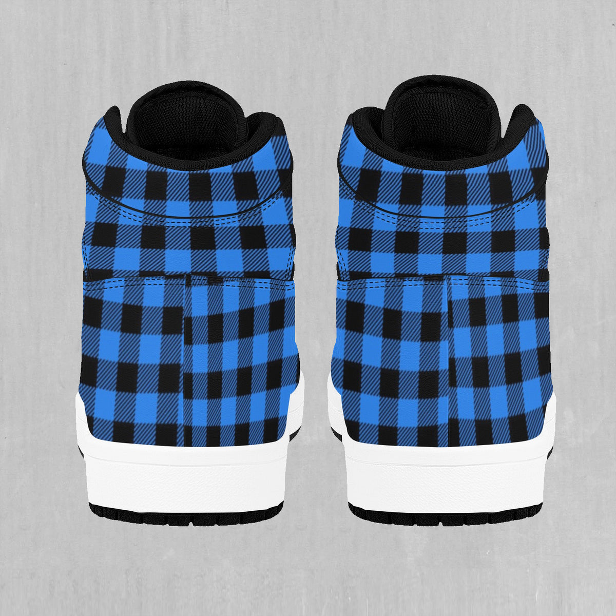 Blue Checkered Plaid High Top Sneakers