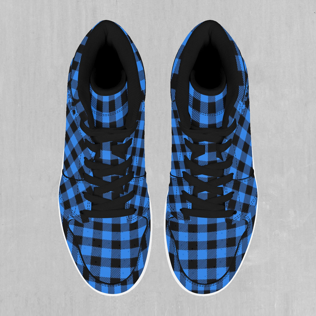 Blue Checkered Plaid High Top Sneakers