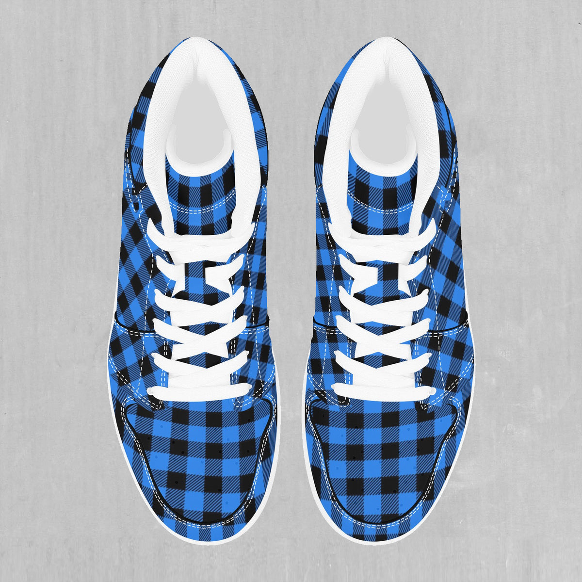 Blue Checkered Plaid High Top Sneakers