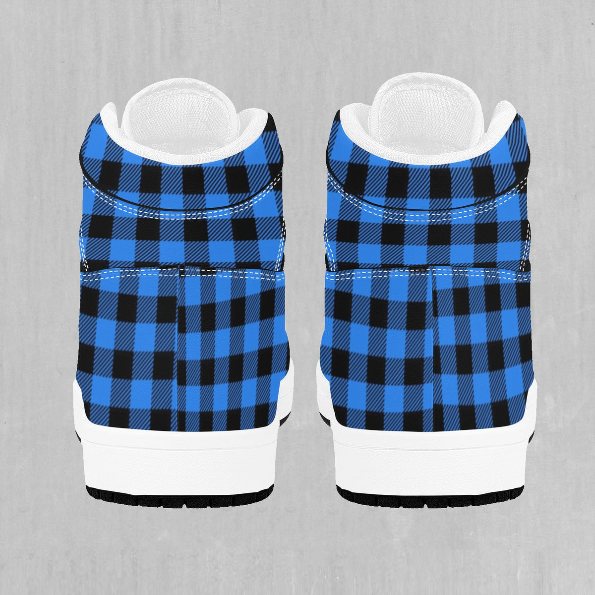 Blue Checkered Plaid High Top Sneakers
