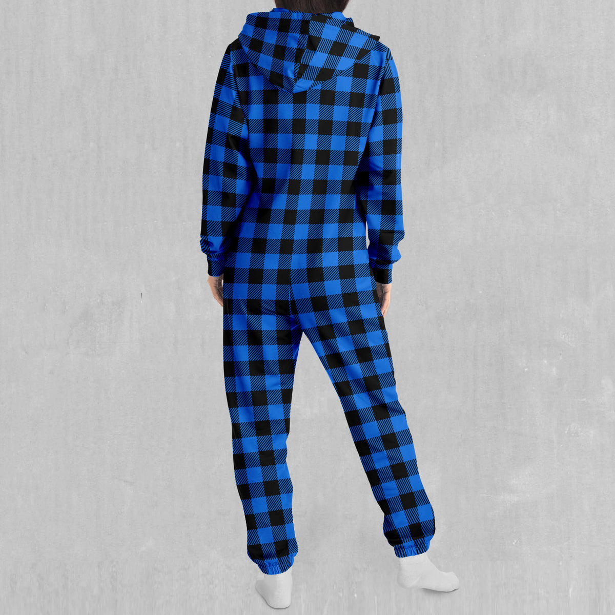 Blue Checkered Plaid Jumpsuit