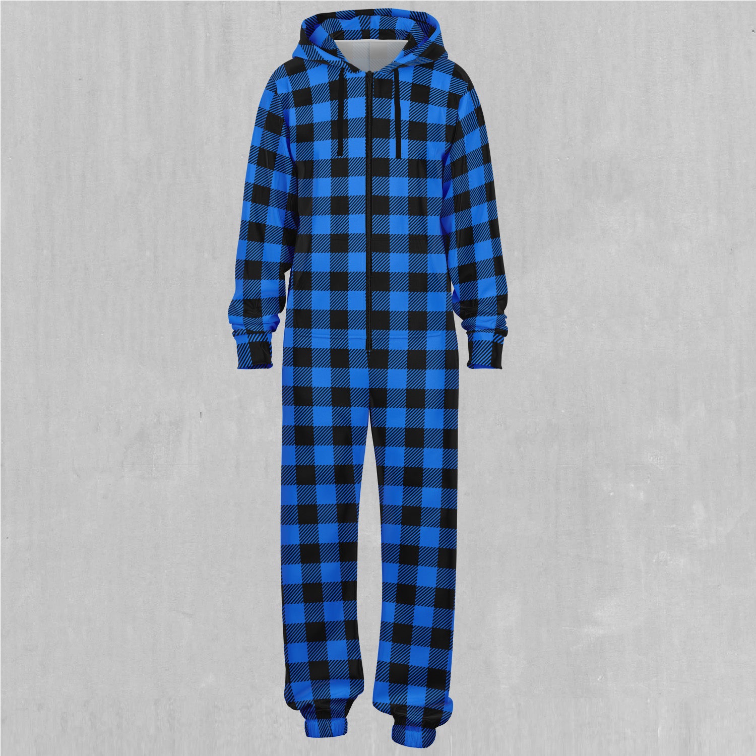 Blue Checkered Plaid Jumpsuit
