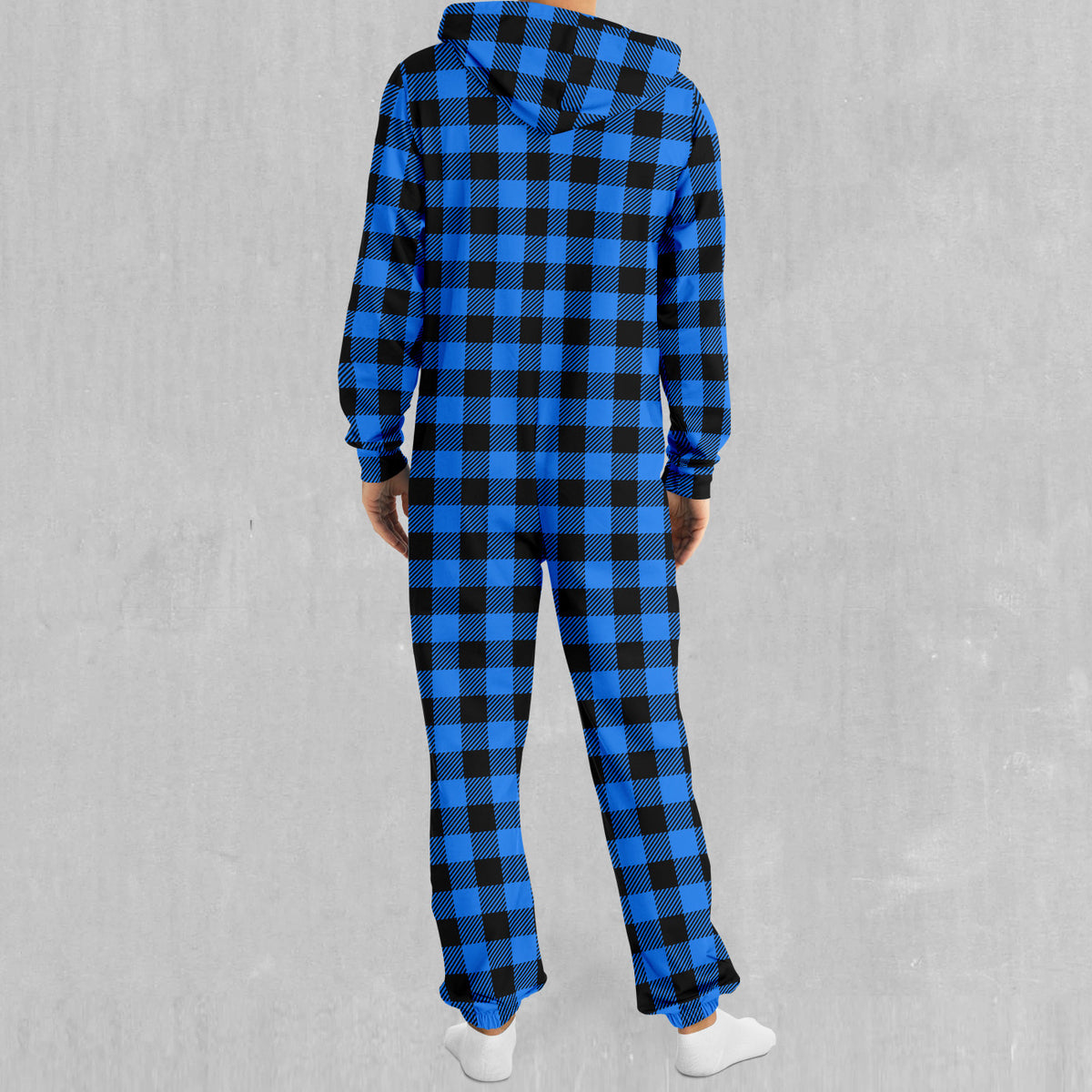 Blue Checkered Plaid Jumpsuit