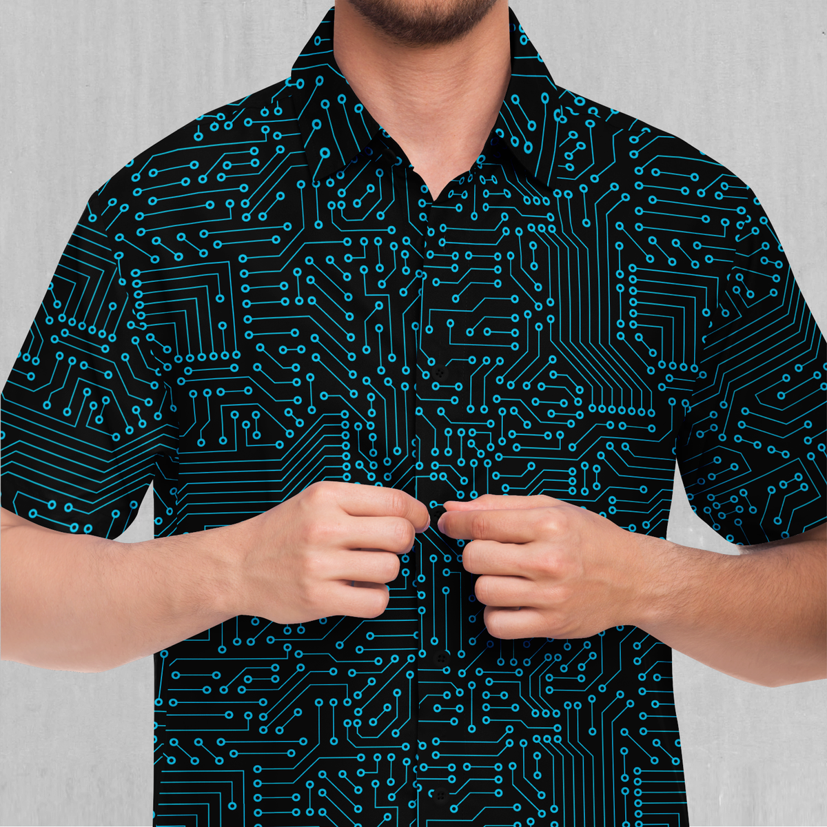 Blue Cybernetic Button Down Shirt
