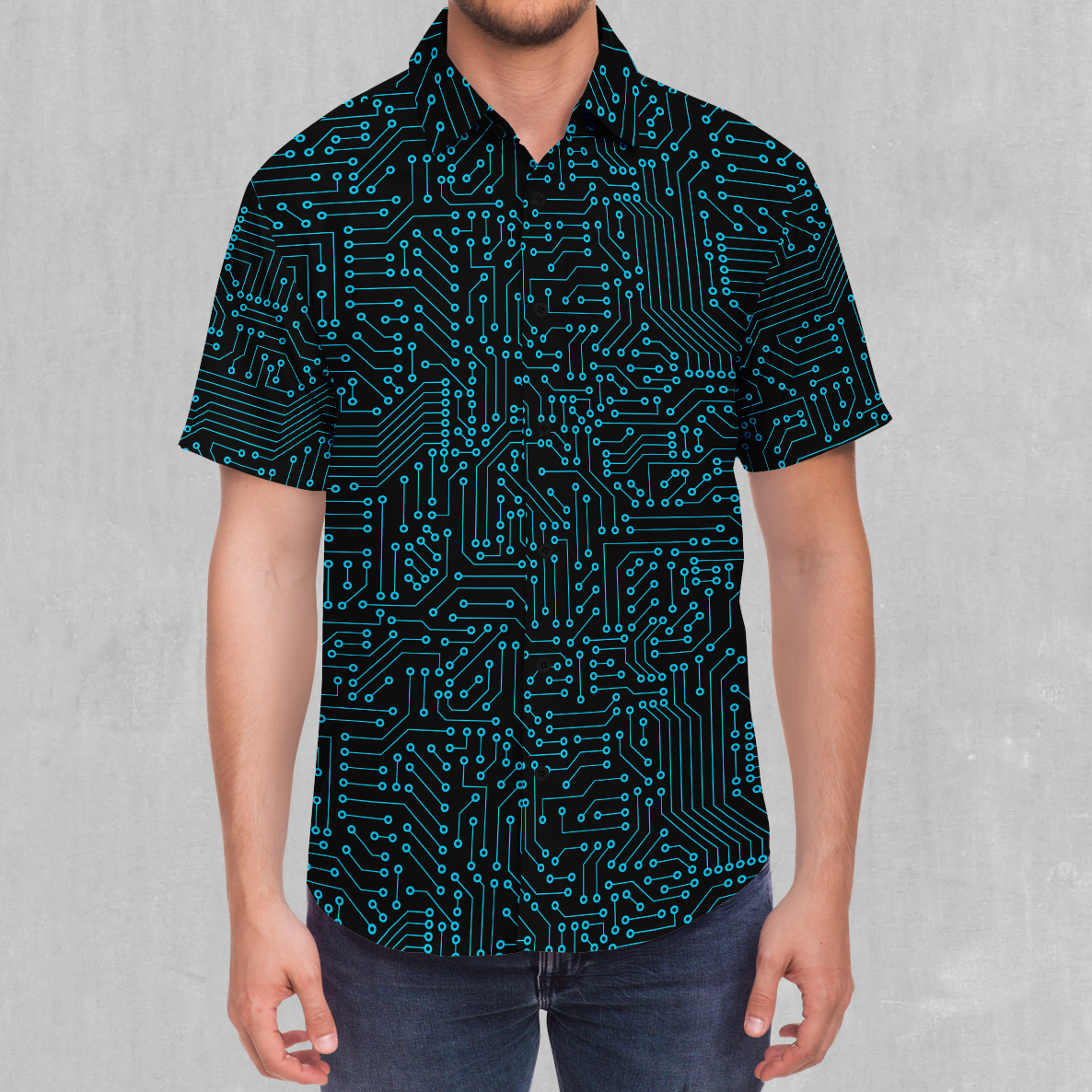 Blue Cybernetic Button Down Shirt