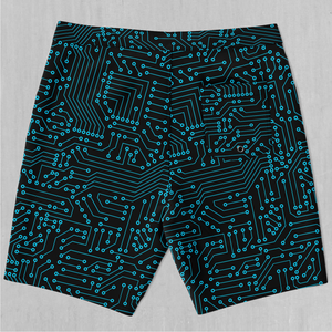 Blue Cybernetic Board Shorts