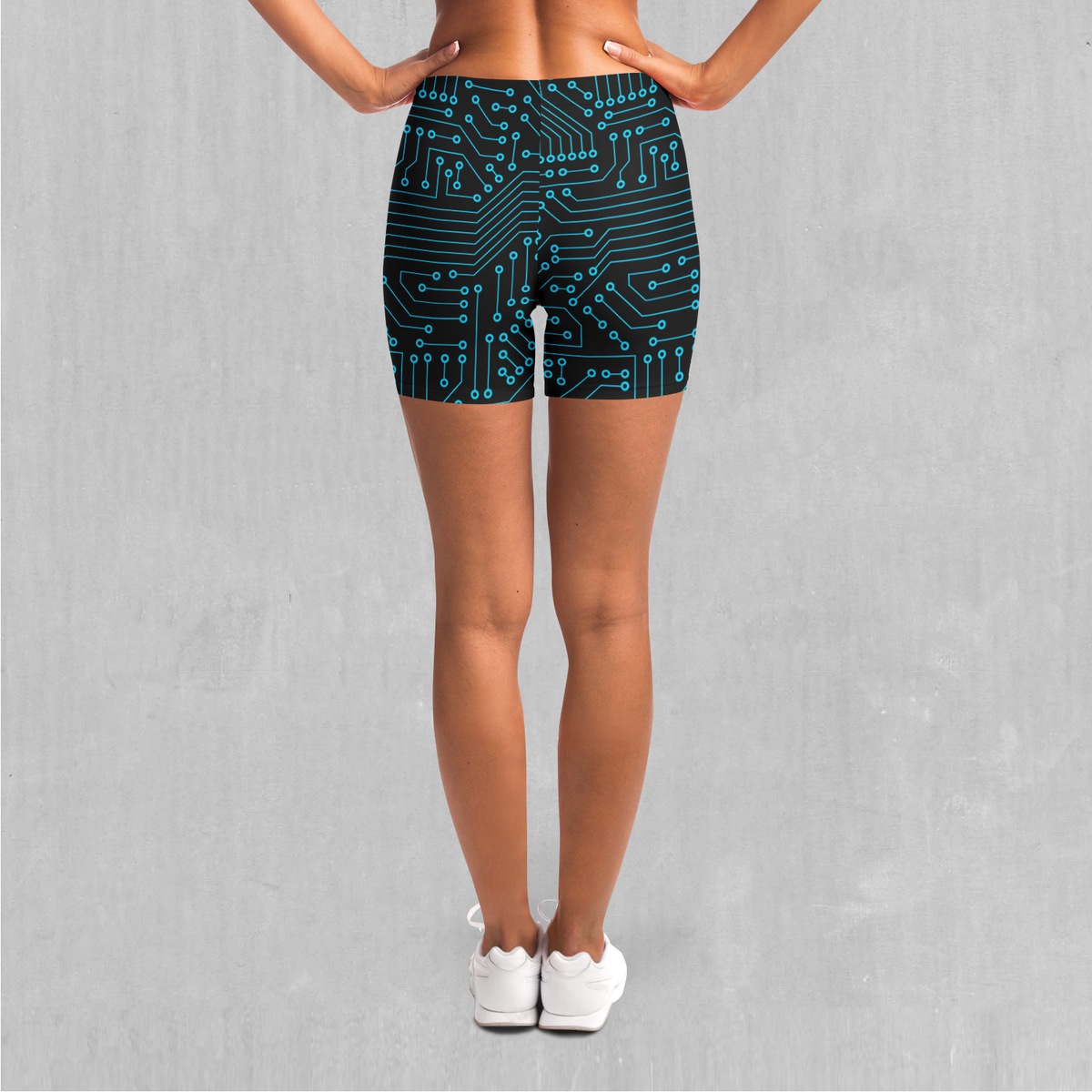 Blue Cybernetic Yoga Shorts