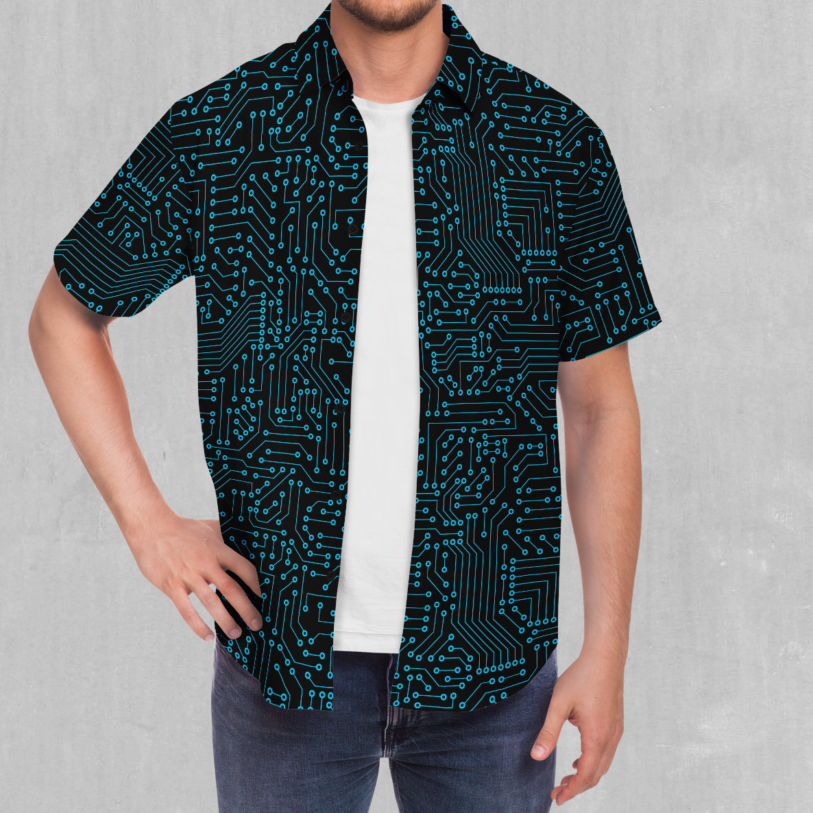 Blue Cybernetic Button Down Shirt