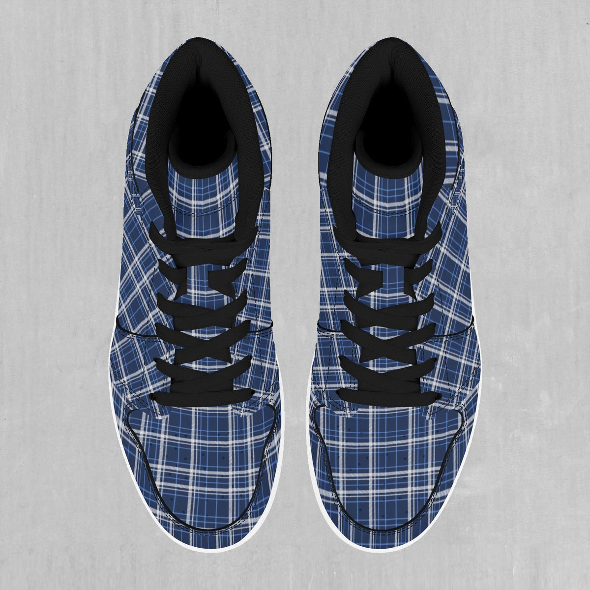 Blue Plaid High Top Sneakers