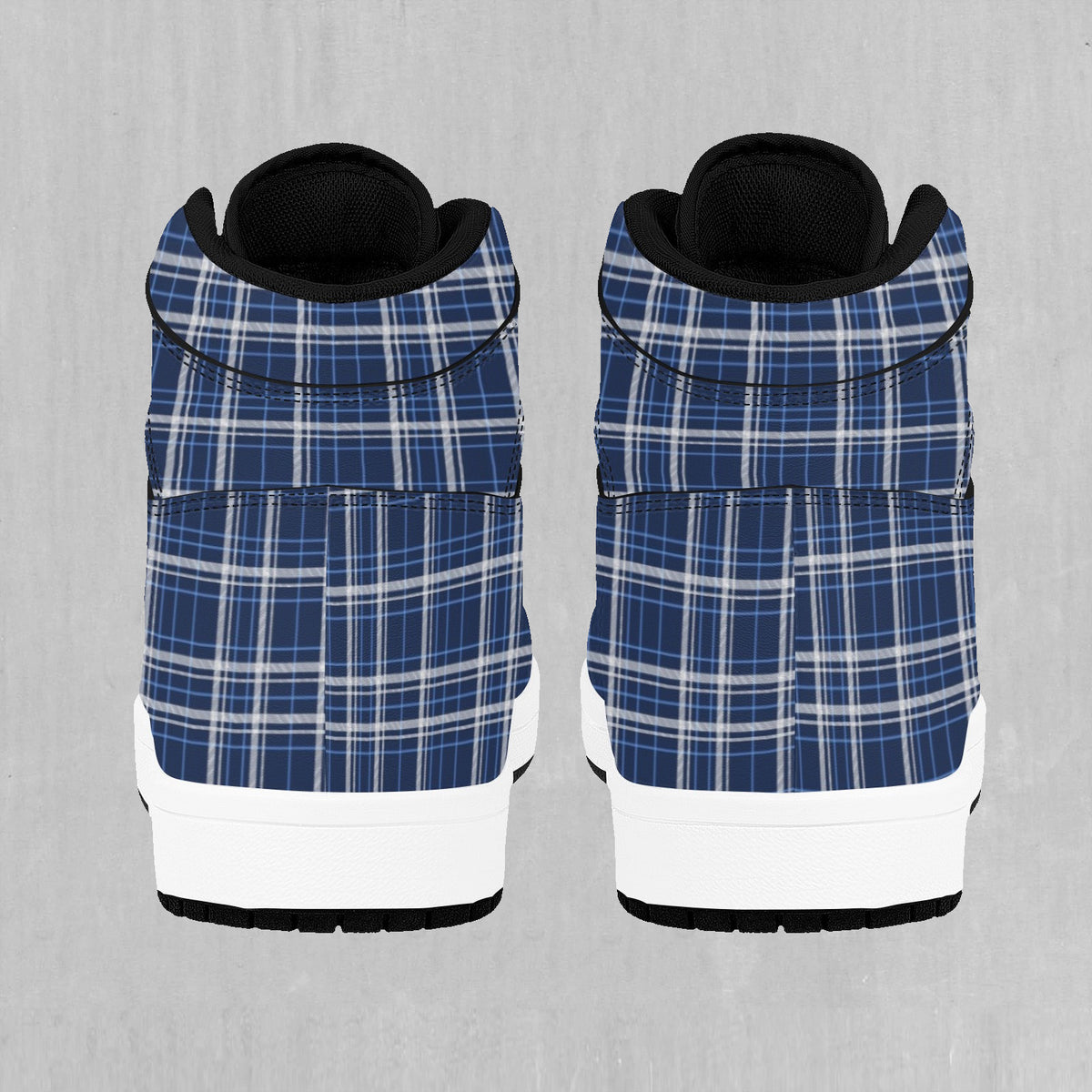 Blue Plaid High Top Sneakers