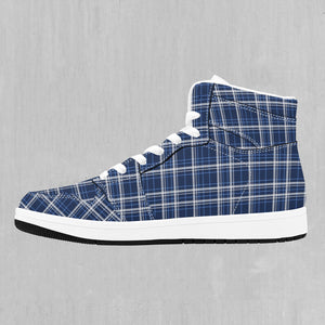 Blue Plaid High Top Sneakers