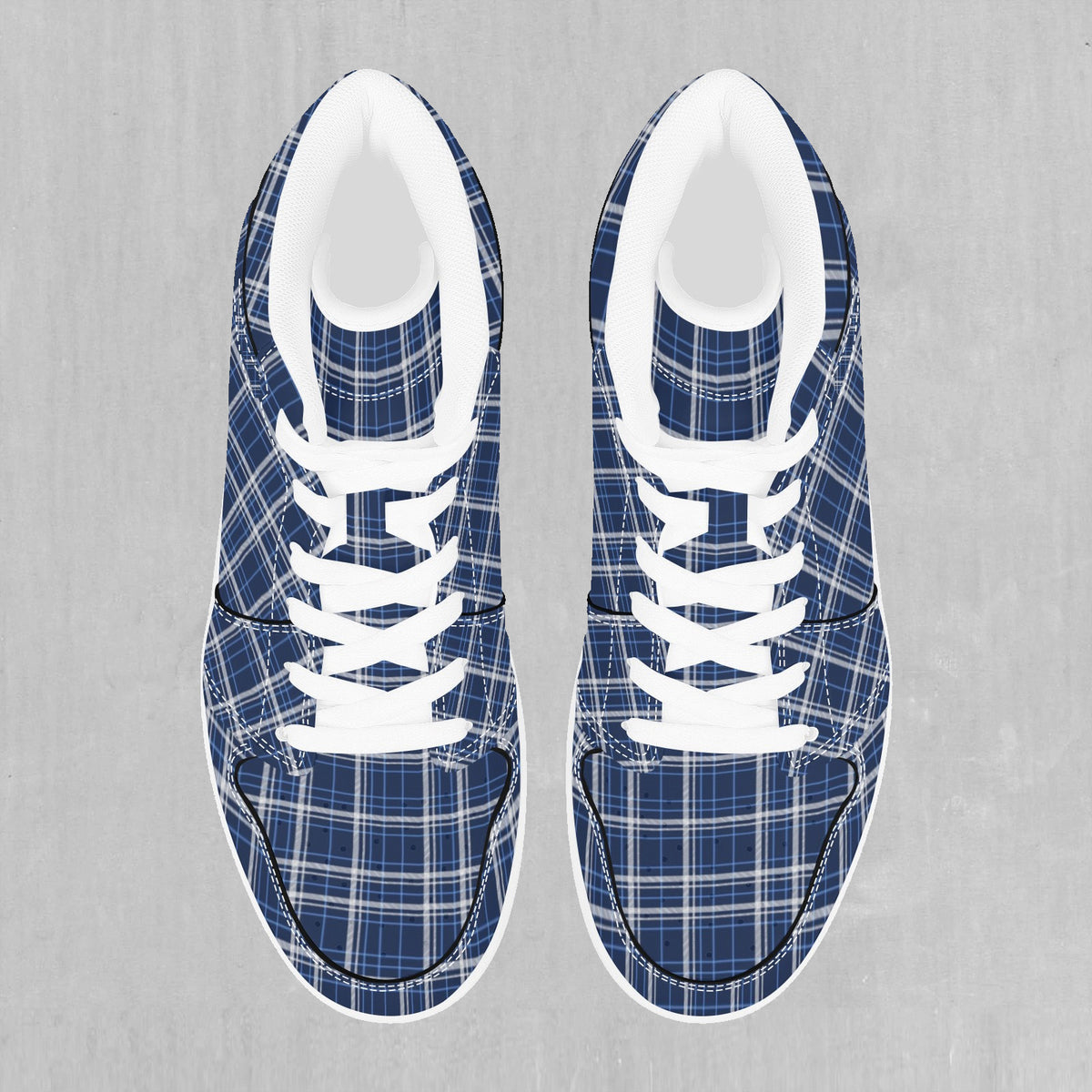 Blue Plaid High Top Sneakers