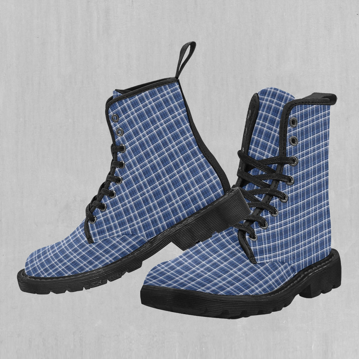 Blue Plaid Women's Boots