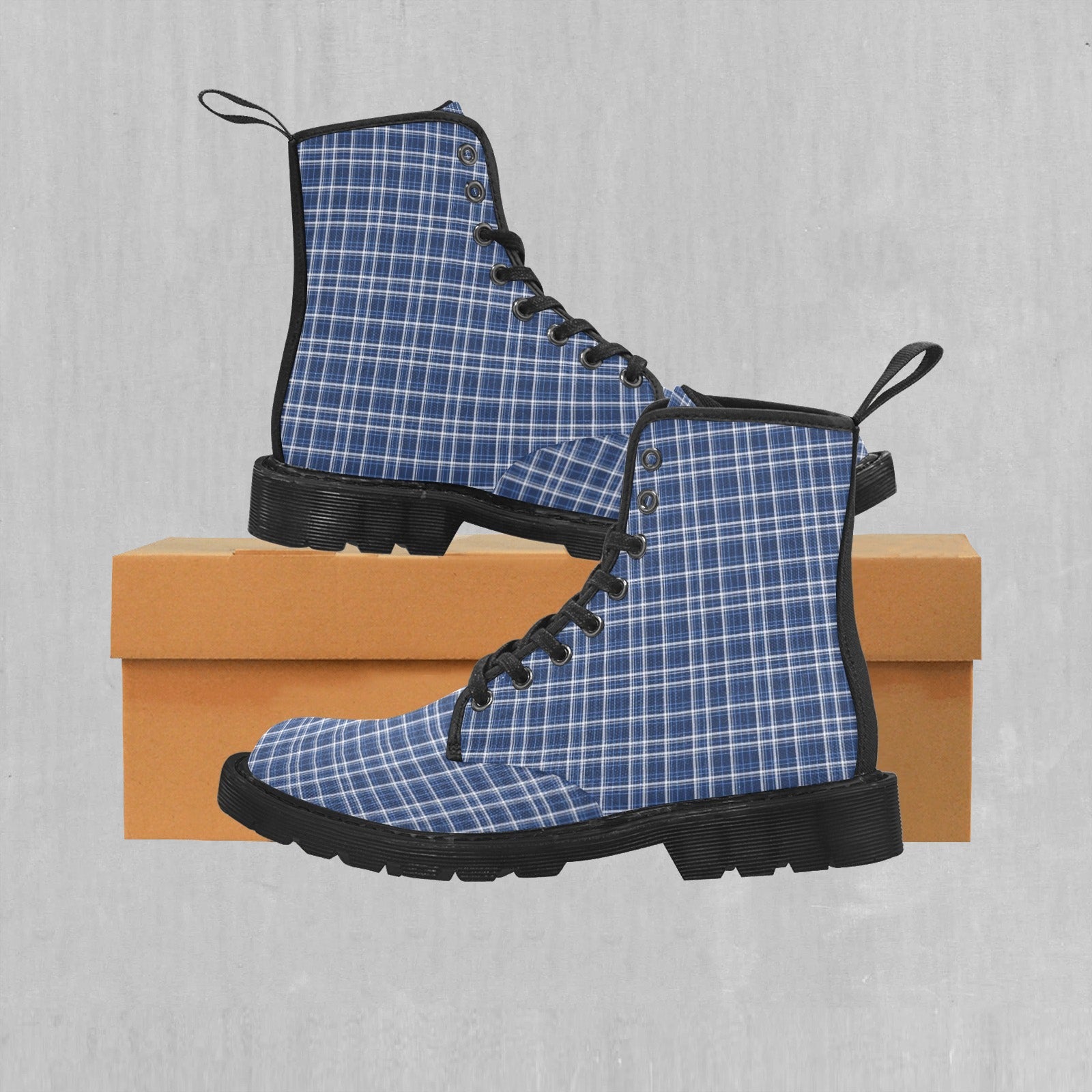 Blue Plaid Women's Boots