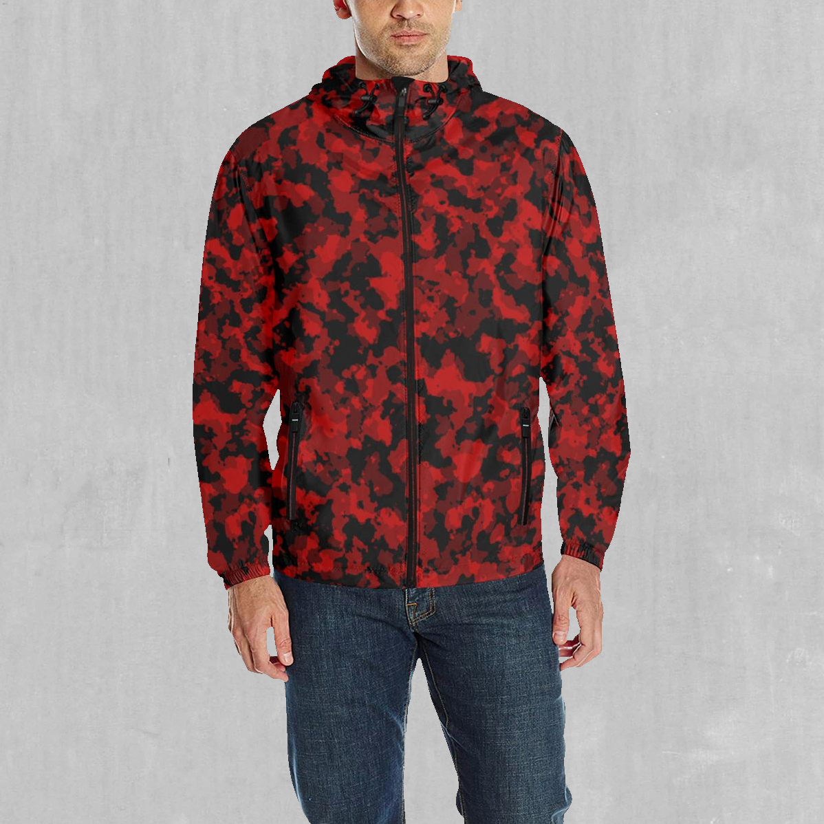 Cardinal Red Camo Windbreaker Festival Jacket Ski Windbreaker