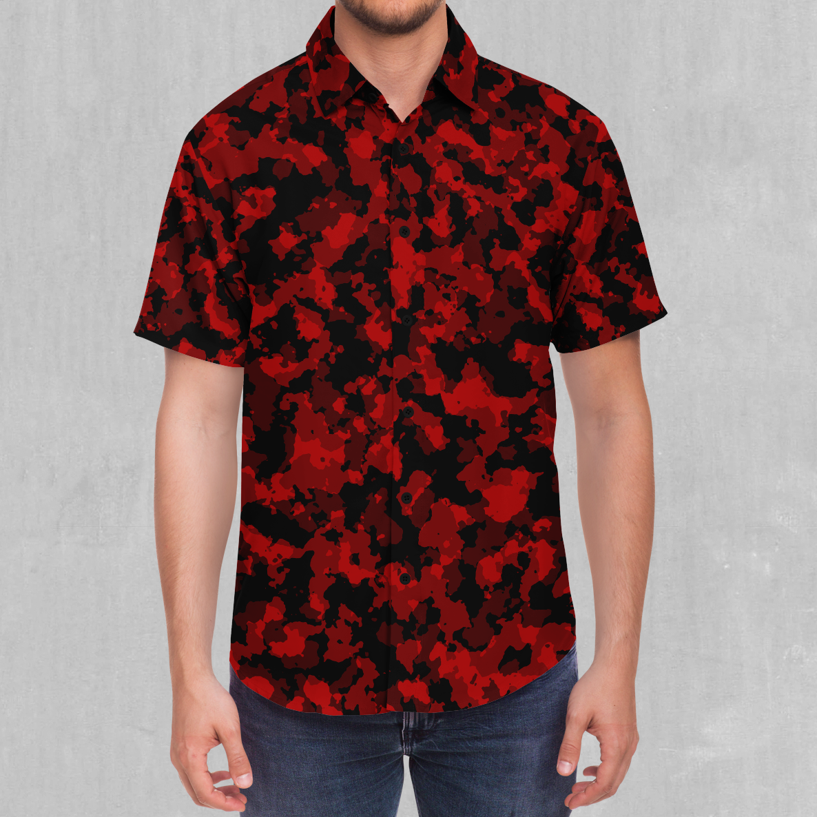 Cardinal Red Camo Button Down Shirt