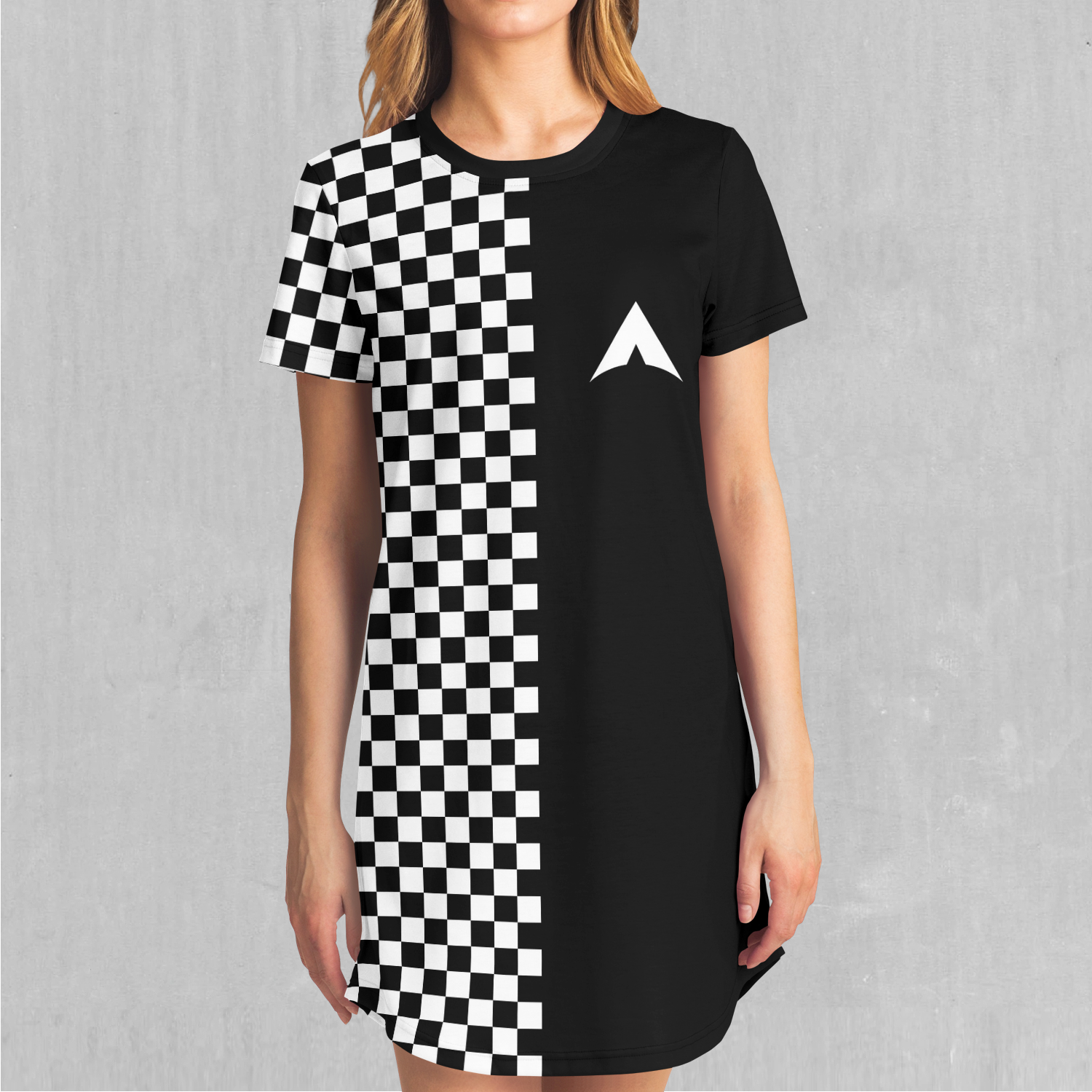 Checkerboard T-Shirt Dress | Midi Shirt Dress | Festival Tshirt Dress - Azimuth Clothing Checkerboard T-Shirt Dress | Midi Shirt Dress | Festival Tshirt Dress - Azimuth Clothing