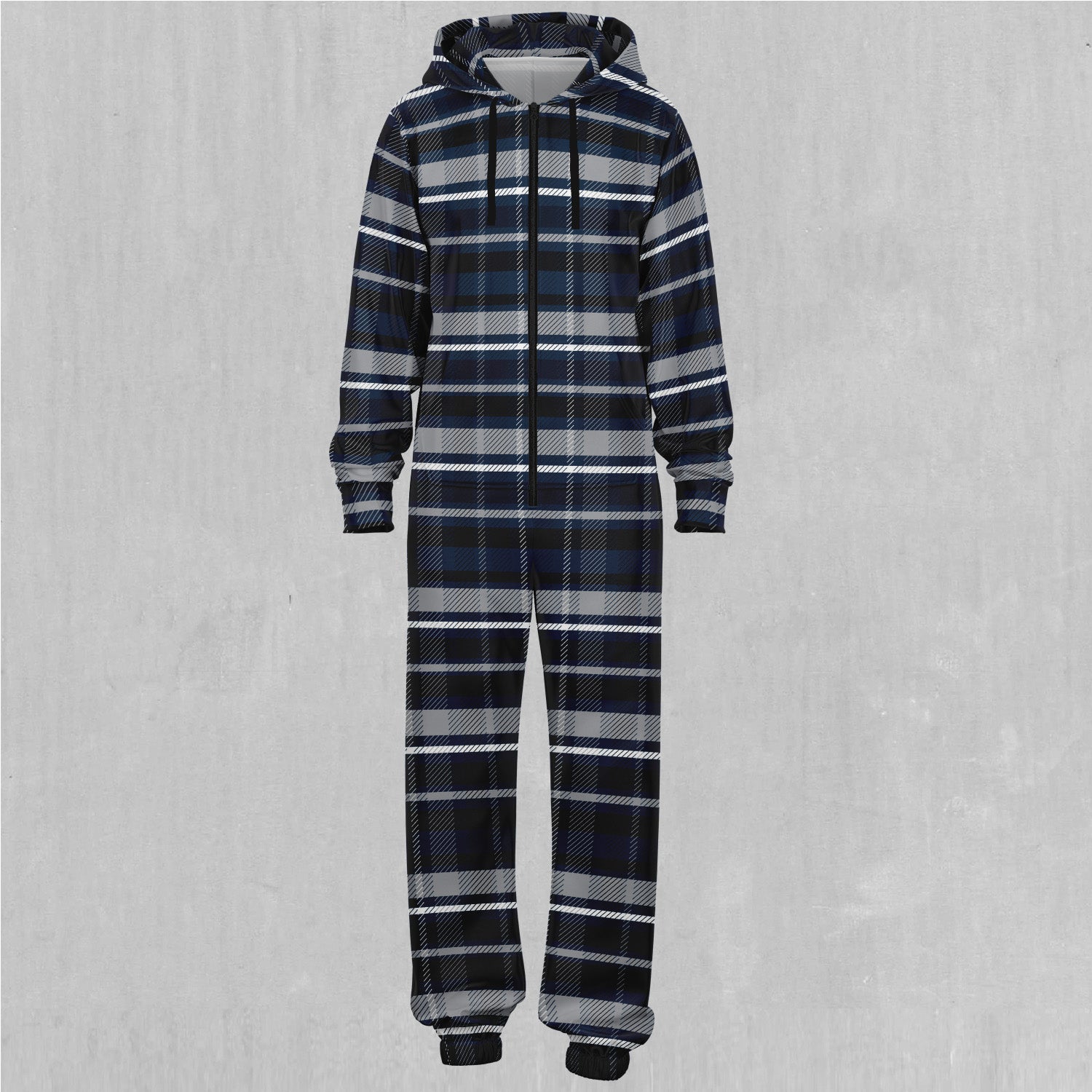 Dark Blue Plaid Jumpsuit