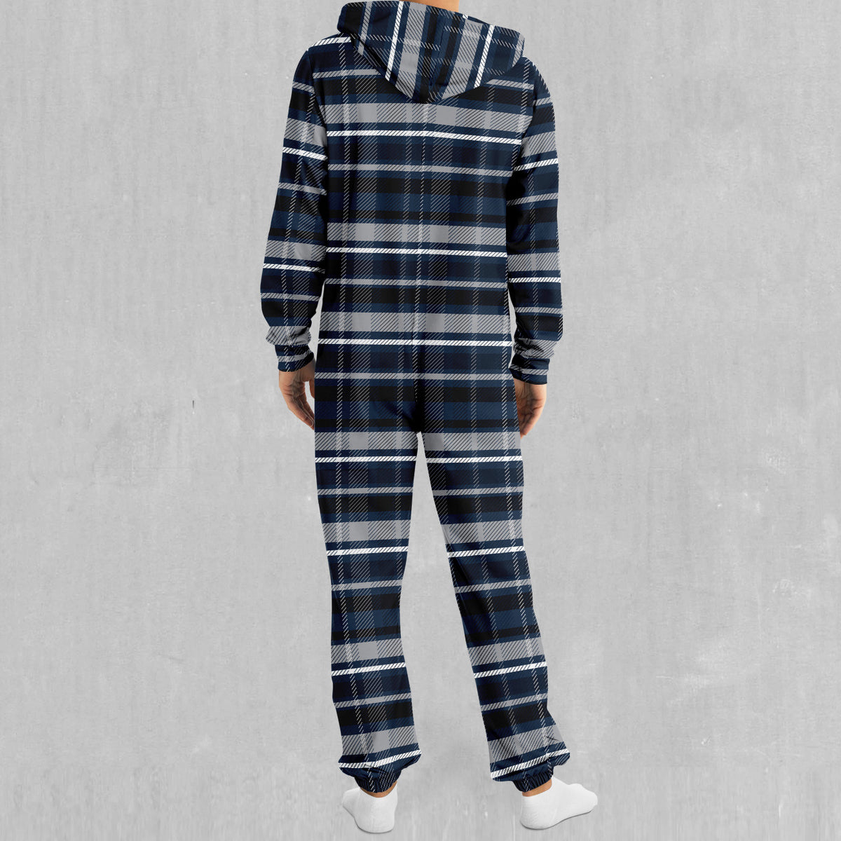 Dark Blue Plaid Jumpsuit