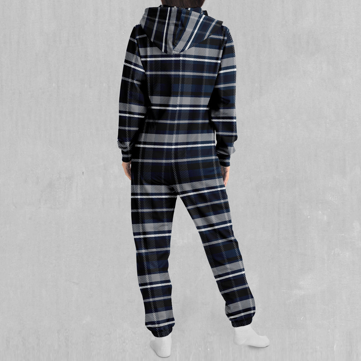 Dark Blue Plaid Jumpsuit
