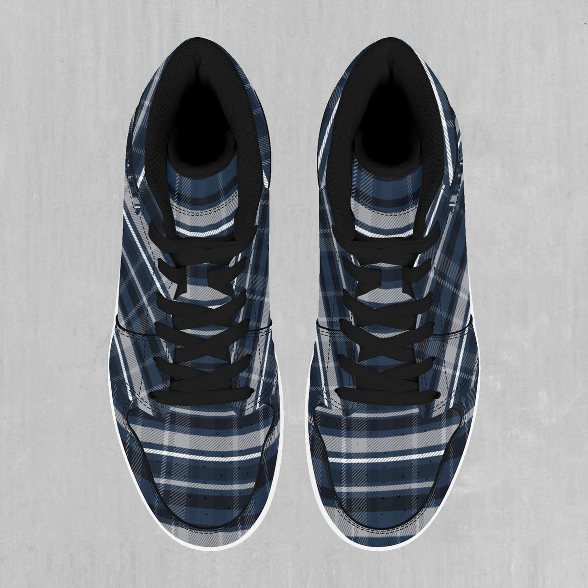 Dark Blue Plaid High Top Sneakers