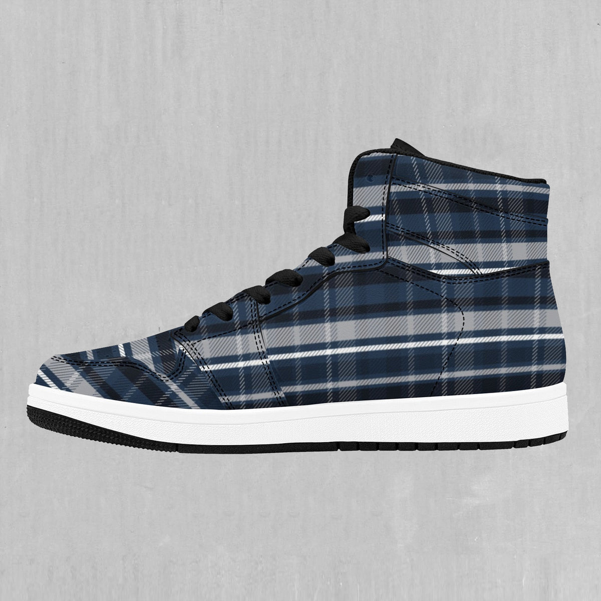 Dark Blue Plaid High Top Sneakers
