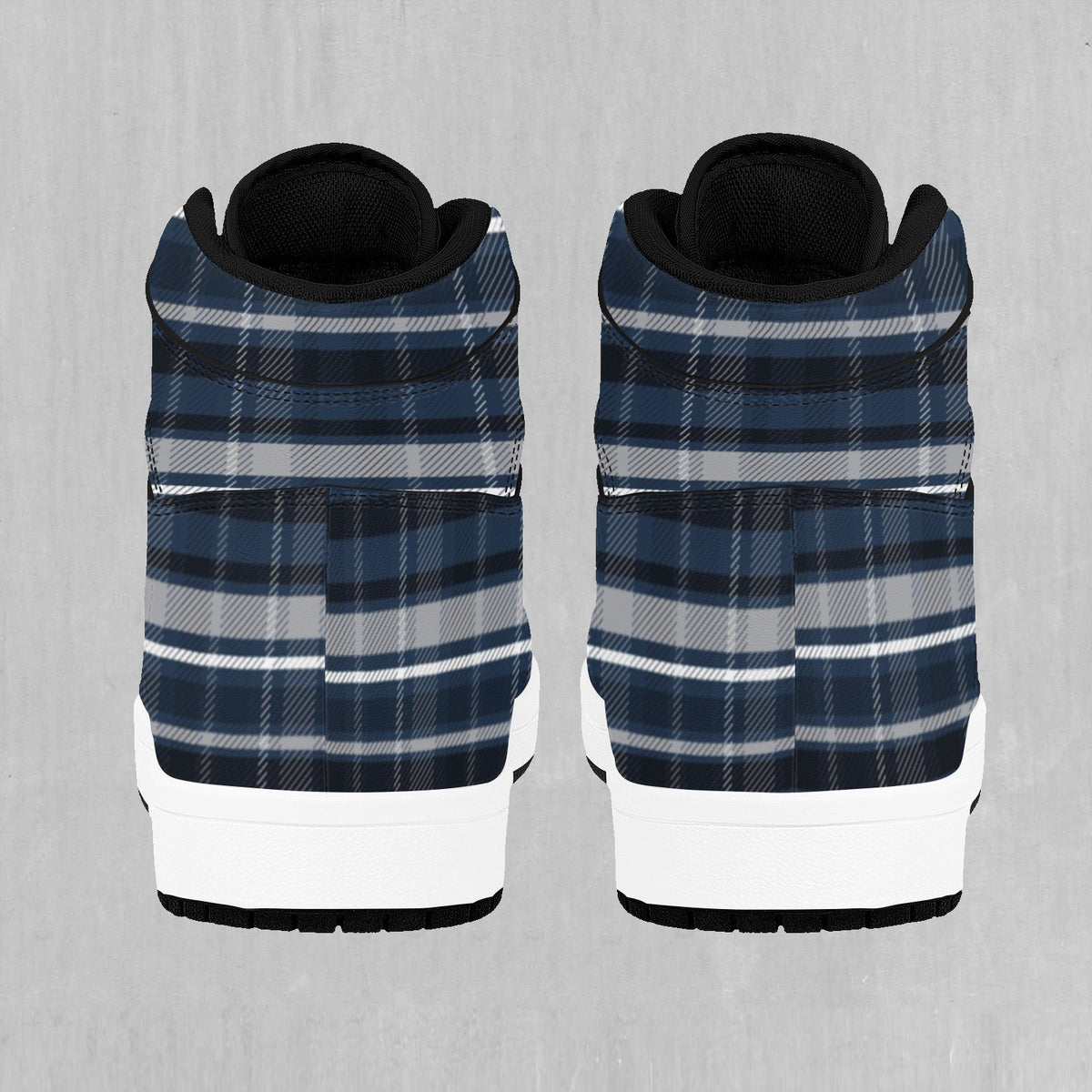 Dark Blue Plaid High Top Sneakers