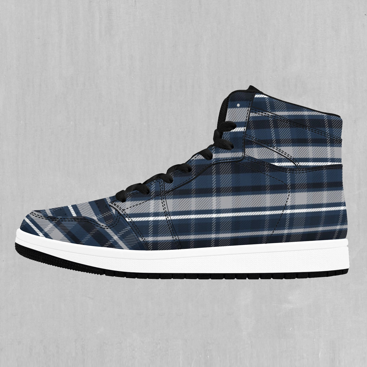 Dark Blue Plaid High Top Sneakers